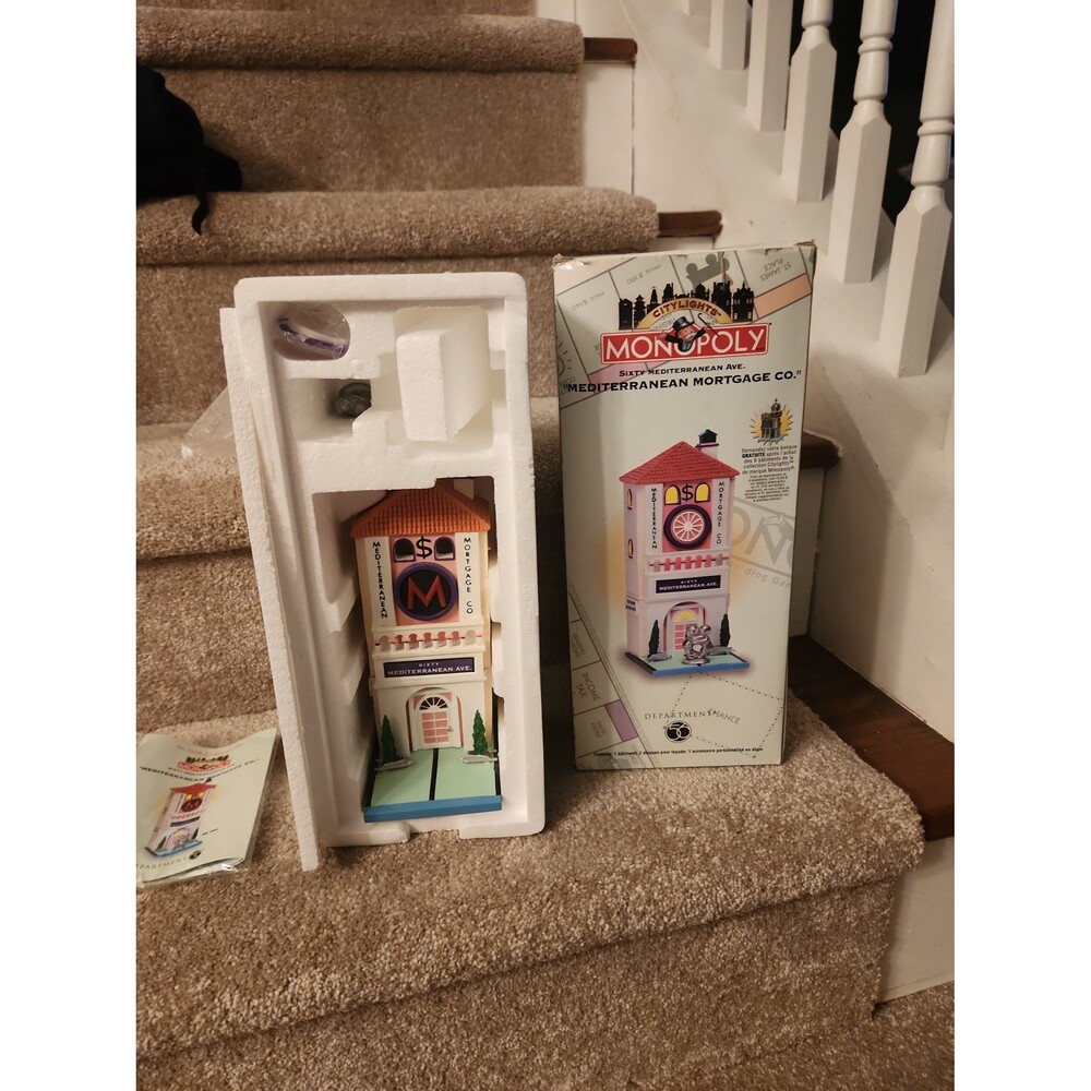 Dept 56 Monopoly Collab "Mediterranean Mortgage Co." Sixty Mediterranean Ave.